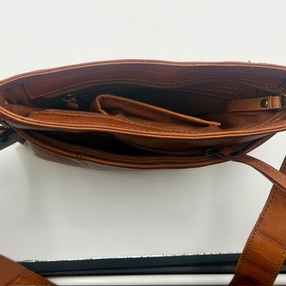 Myra Bag Castano Cognac Brown Genuine Leather Crossbody Messenger Shoulder Bag - Picture 9 of 13